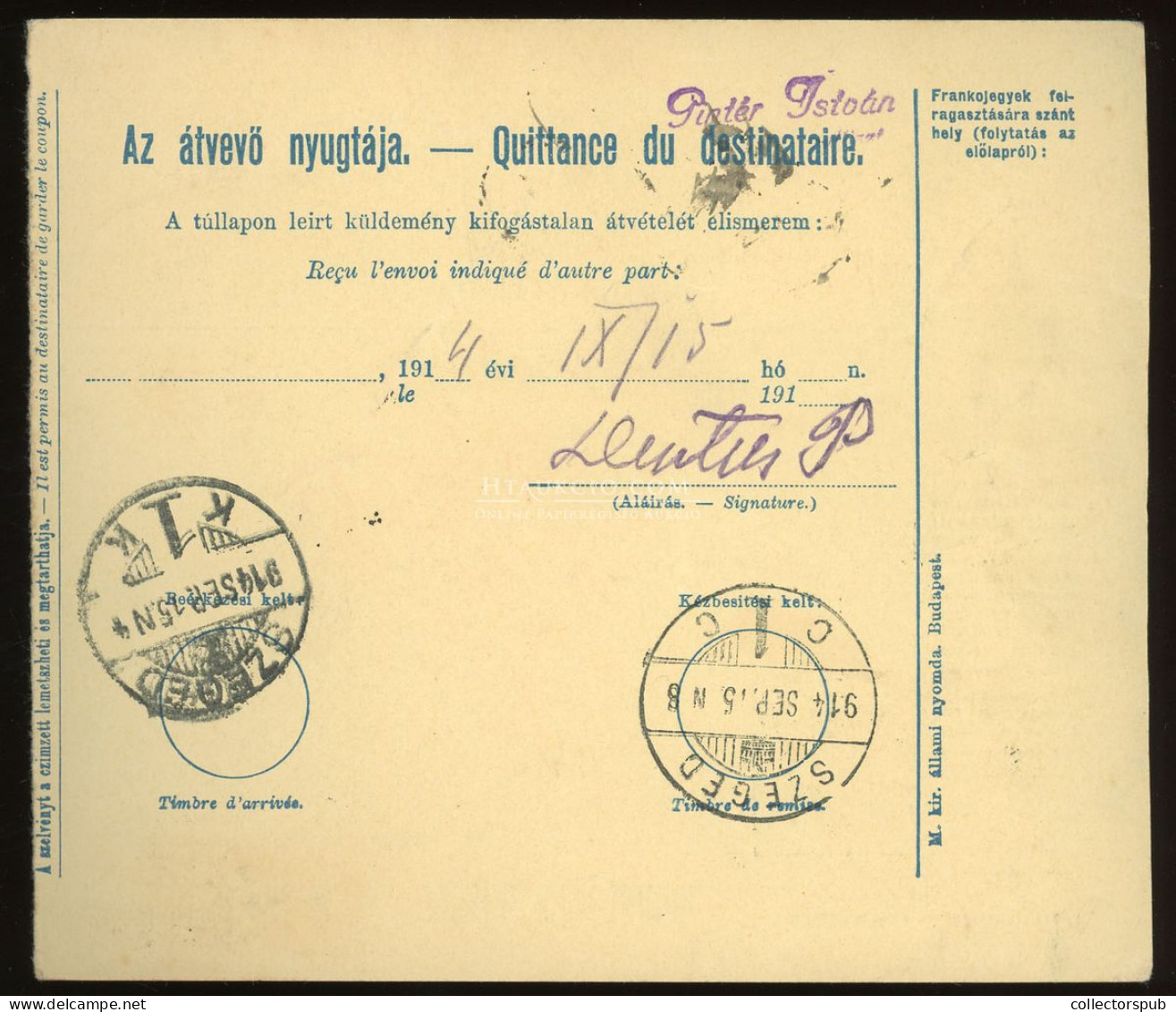 BUDAPEST 1914. Csomagszállító Szegedre Küldve 2db Erősen Elfogazott, Emiatt Ollóval Vágott 6f-el!! Érdekes! - Covers & Documents