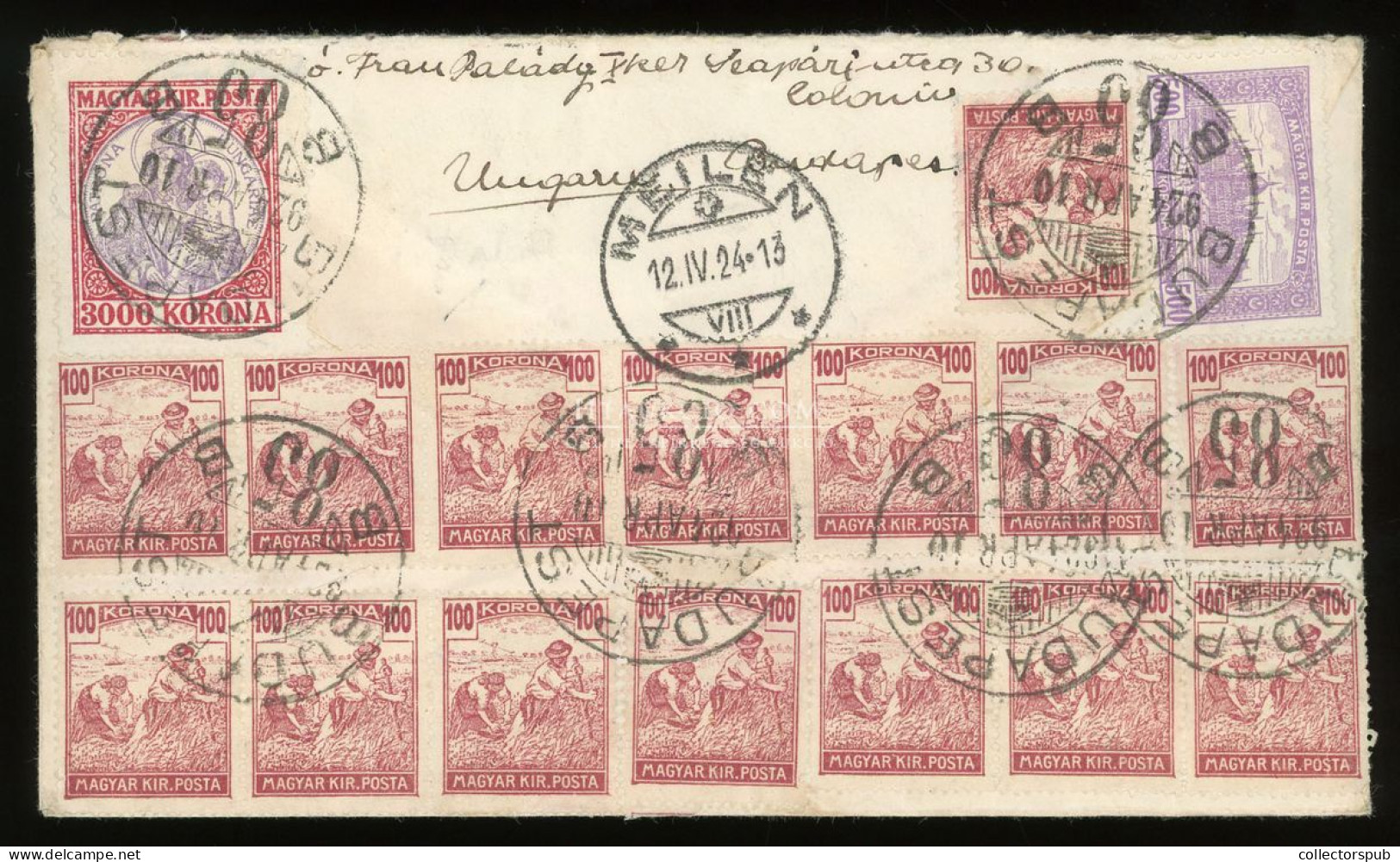 BUDAPEST 1924. Ajánlott Inflációs Levél Svájcba Küldve 5000K-ás 17 Bélyeges Bérmentesítéssel, Látványos Darab! - Covers & Documents