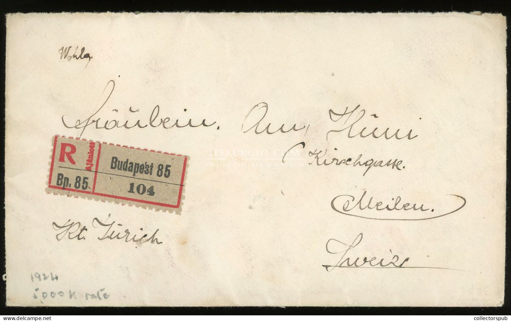 BUDAPEST 1924. Ajánlott Inflációs Levél Svájcba Küldve 5000K-ás 17 Bélyeges Bérmentesítéssel, Látványos Darab! - Lettres & Documents