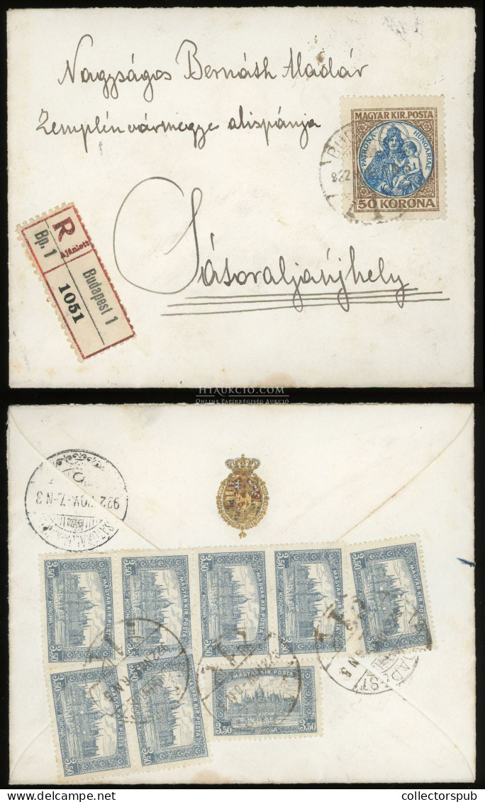 BUDAPEST 1922. Dekoratív, Ajánlott Inflációs Levél Sátoraljaújhelyre Küldve Bernáth Aladár Alispánnak - Covers & Documents