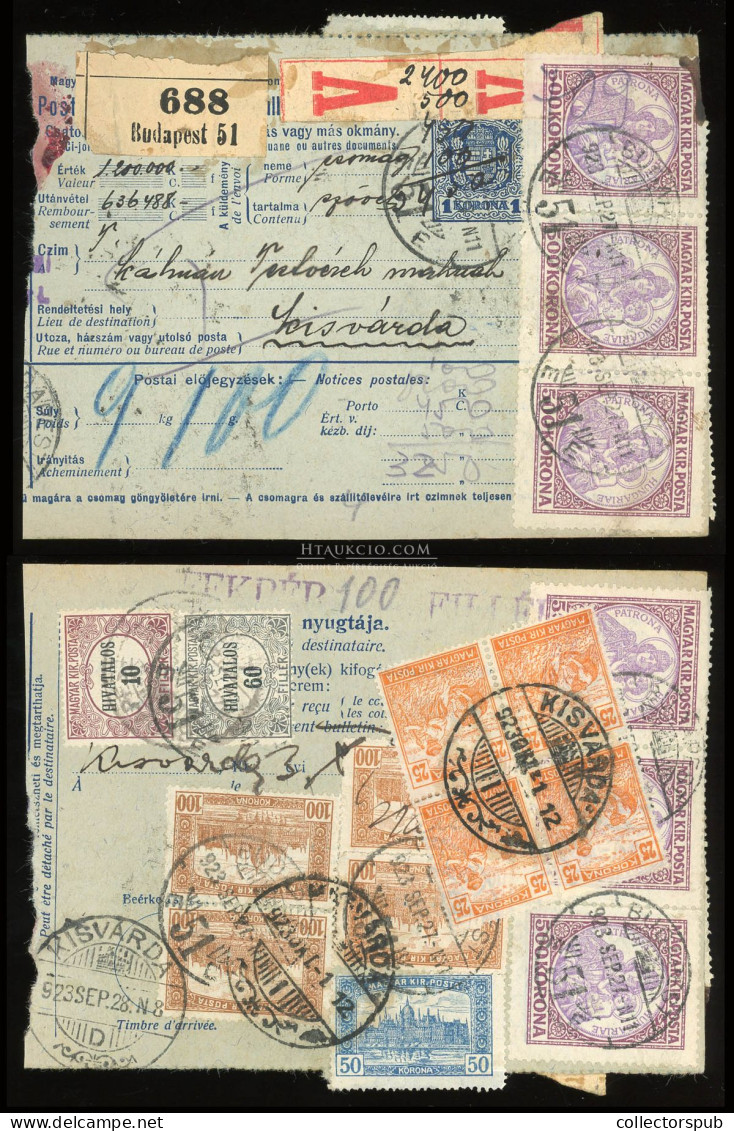 BUDAPEST 1923. Érdekes, Inflációs Csomagszállító 17db Bélyeggel Kisvárdára Küldve - Covers & Documents