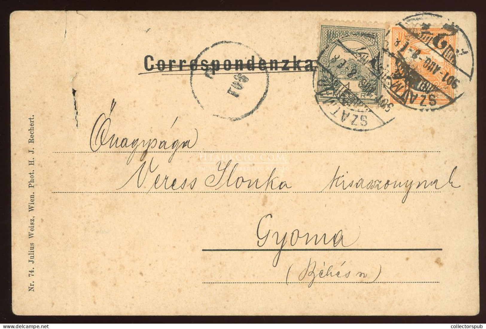 SZATMÁR 1901. Képeslap  11, 1/2-es 3f-rel Gyomára - Cartas & Documentos