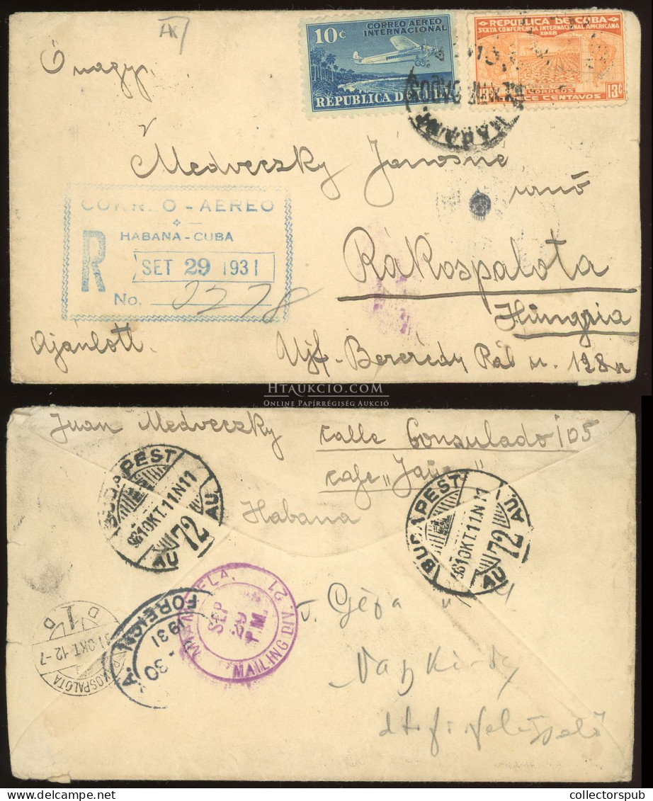 CUBA 1931. Dekoratív Légi Levél Budapestre - Airmail