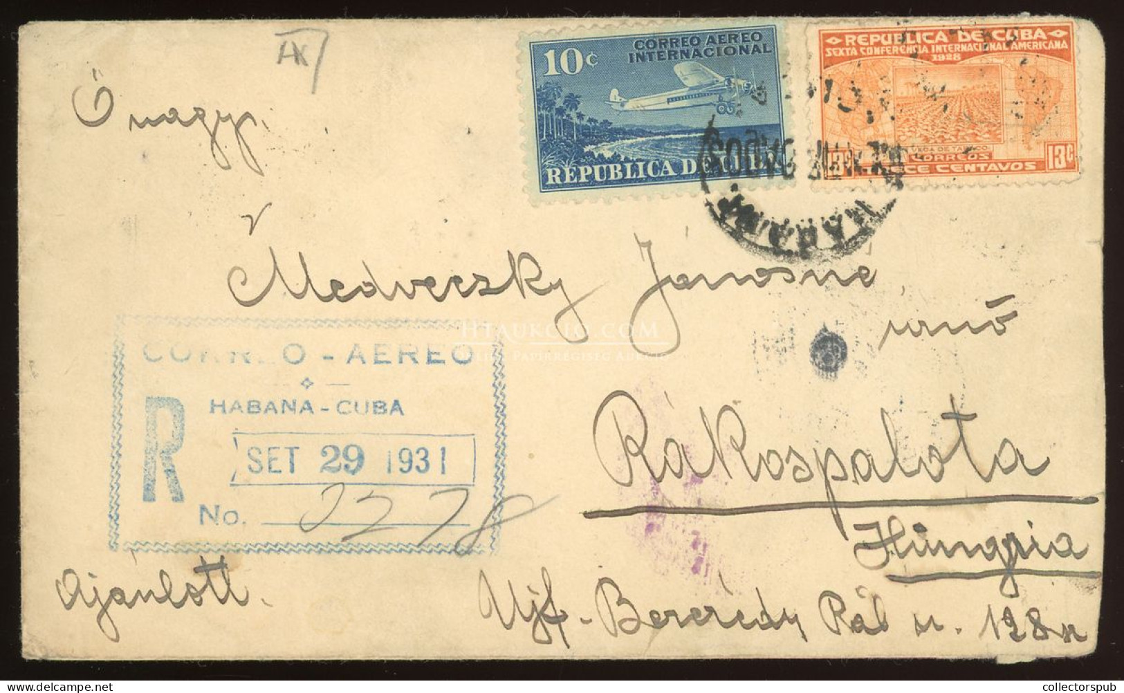 CUBA 1931. Dekoratív Légi Levél Budapestre - Airmail