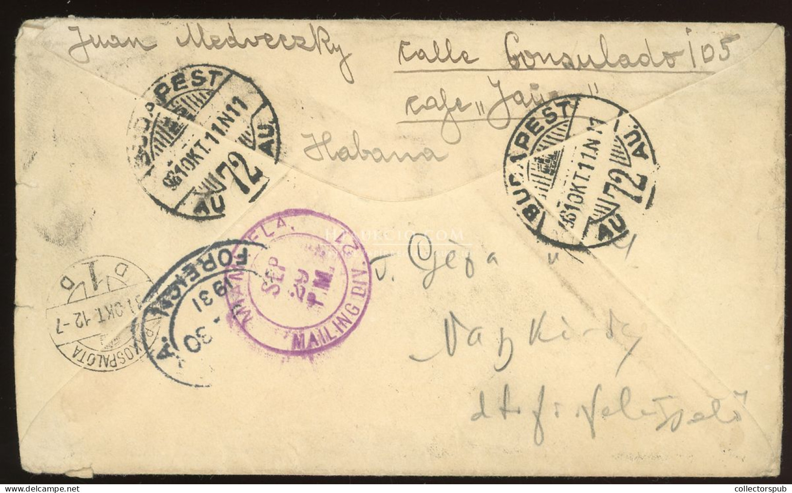 CUBA 1931. Dekoratív Légi Levél Budapestre - Airmail