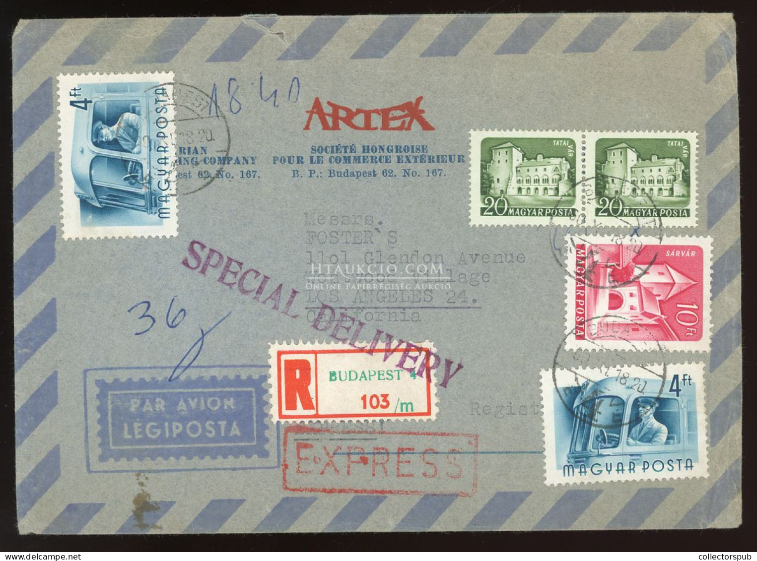 BUDAPEST 1960. Érdekes Expressz Ajánlott  Légi Levél Az USA-ba 8.40Ft - Brieven En Documenten