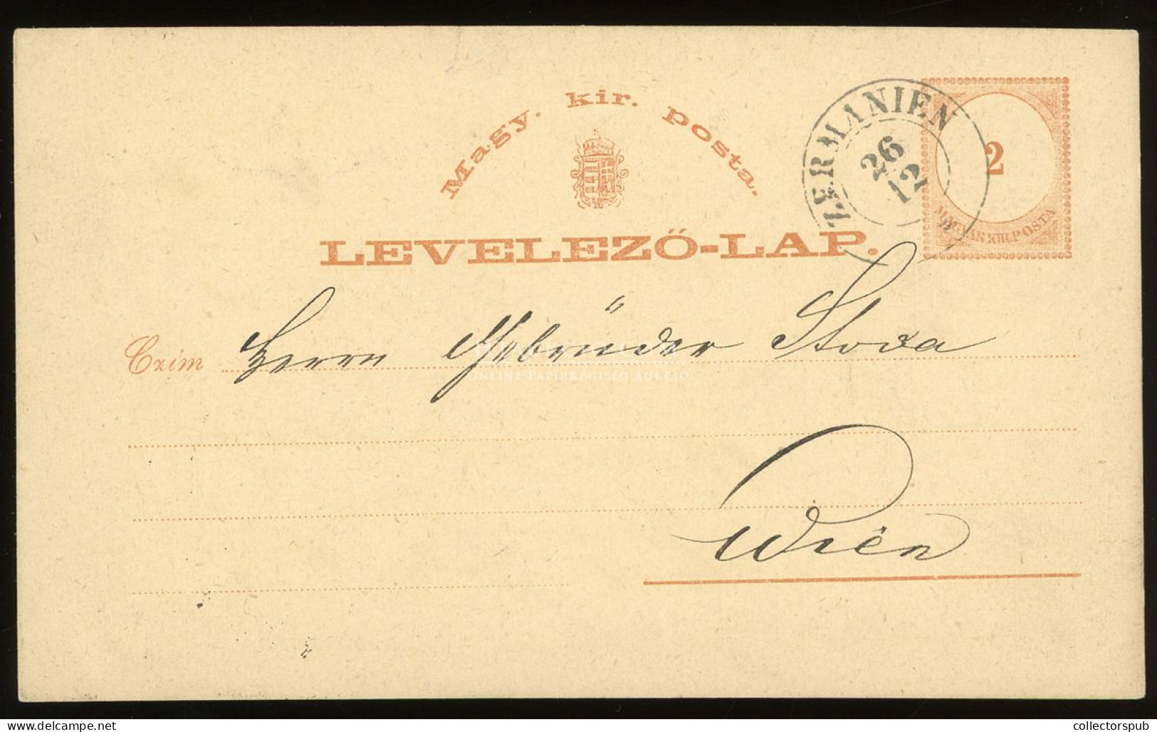 ZERMANIEN 1878. Díjjegyes Levlap, Ritka és Szép Bélyegzéssel ( G: 250p) - Covers & Documents