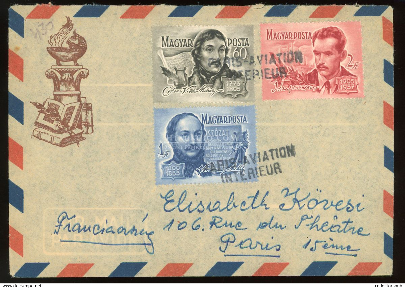 BUDAPEST 1955. Érdekes Légi Levél Párizsba Küldve - Cartas & Documentos