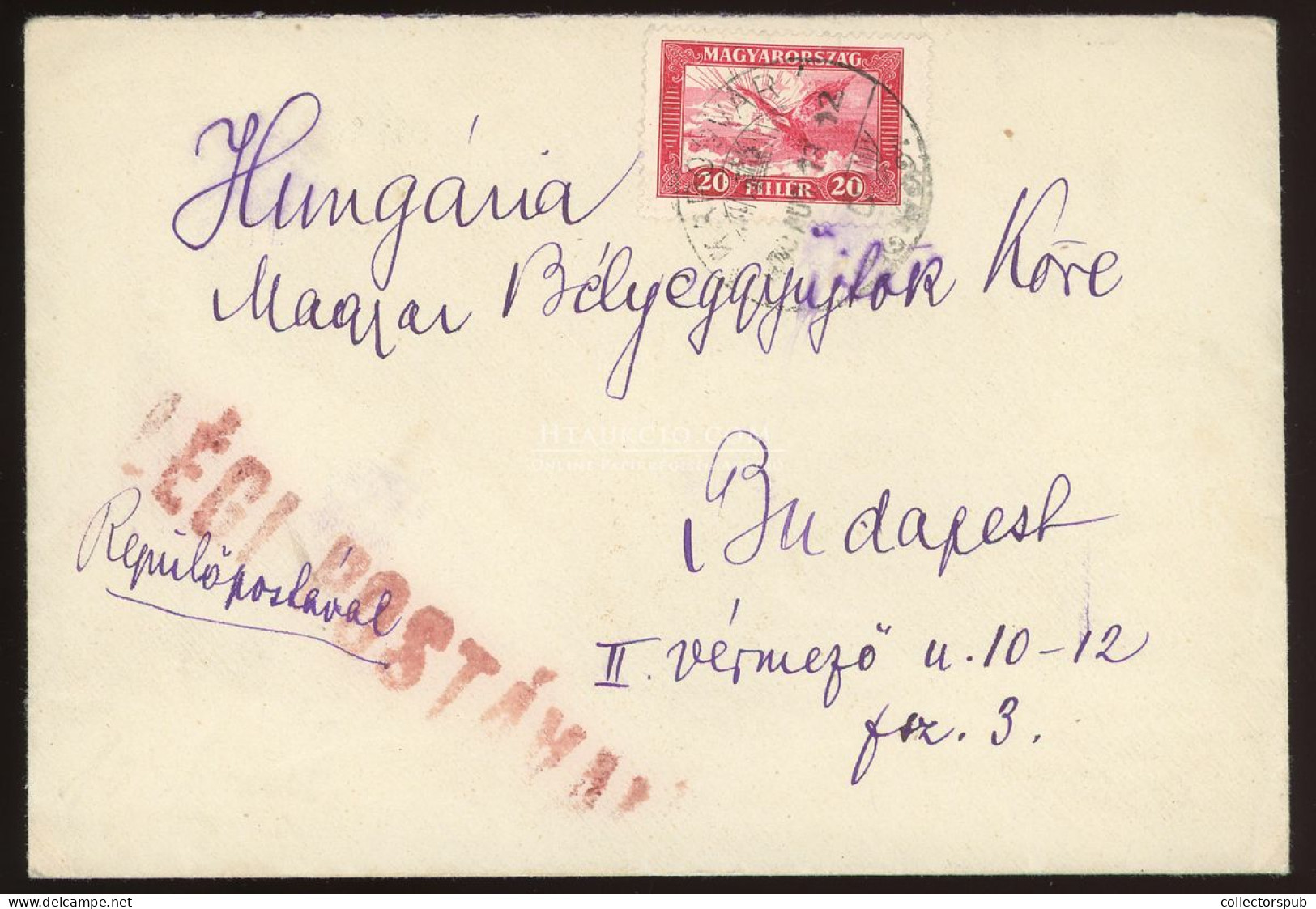 KAPOSVÁR 1930. Ritka, Belföldi Légi Levél Budapestre - Brieven En Documenten