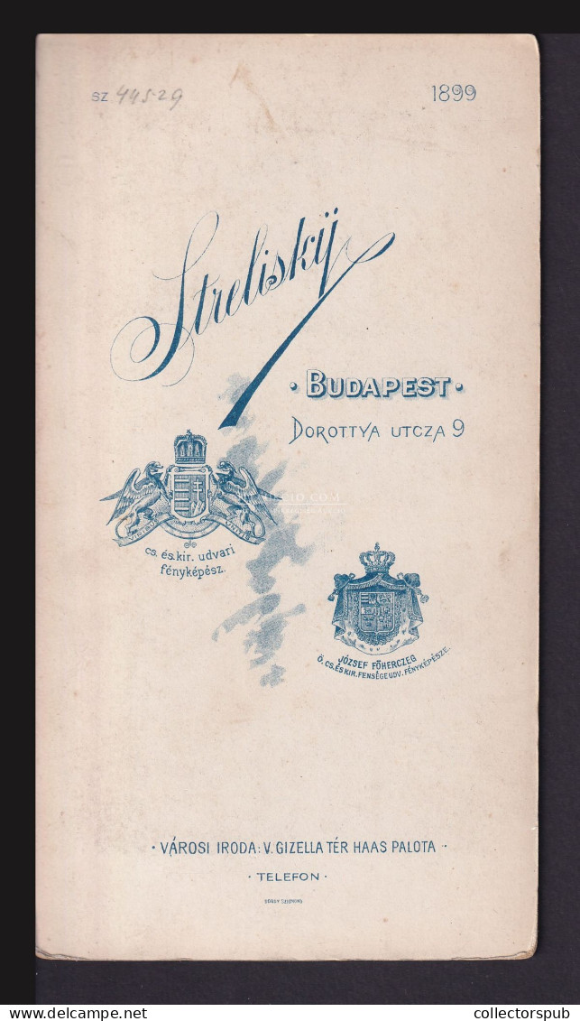 BUDAPEST 1899. Strelisky : Hölgy, Szép Cabinet Fotó - Anciennes (Av. 1900)