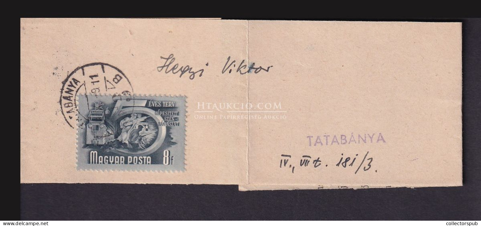 TATABÁNYA 1950. Helyi Címszalag 8f-rel - Covers & Documents