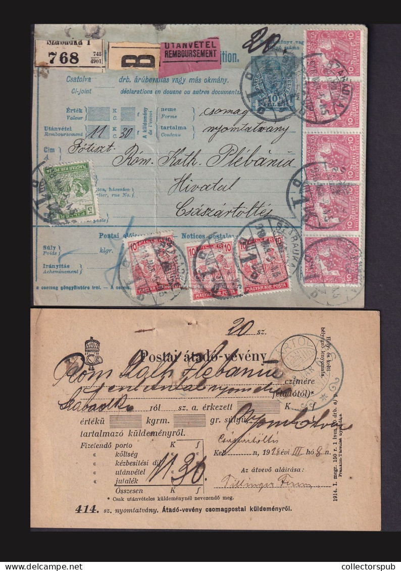 SZABADKA 1918. Csomagszállító Császártöltésre Küldve, Postai átadó Vevénnyel! - Lettres & Documents