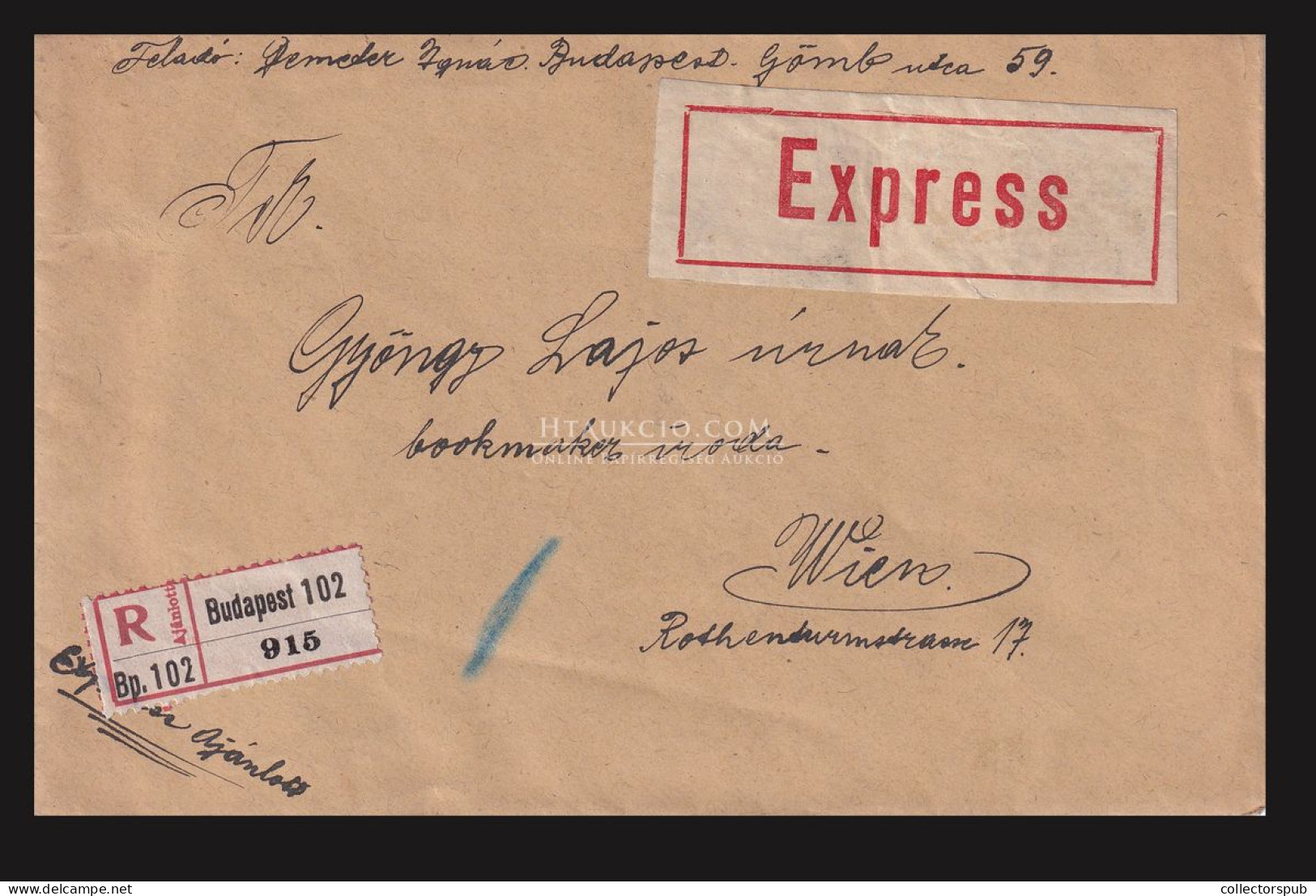 BUDAPEST 1917. Szép Expressz Ajánlott Levél Bécsbe - Lettres & Documents