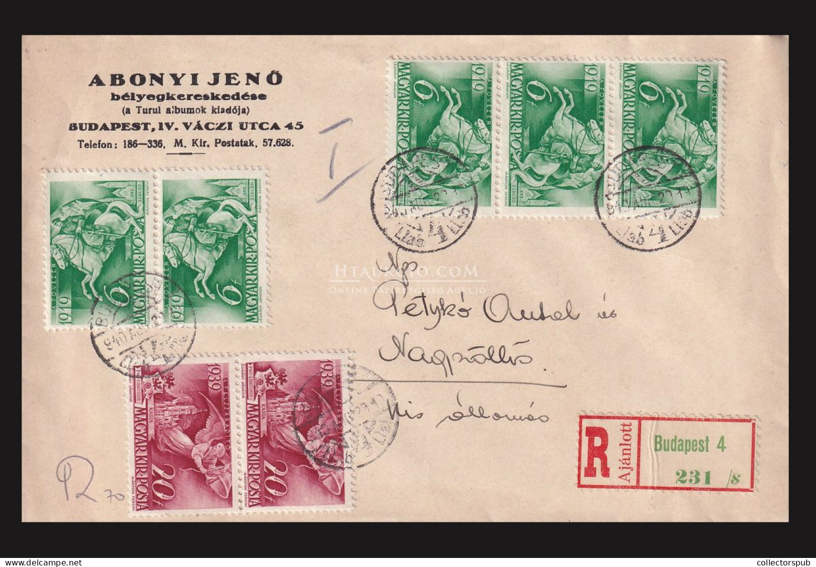 BUDAPEST 1940. Dekoratív Ajánlott Levél Nagyszőllősre - Briefe U. Dokumente