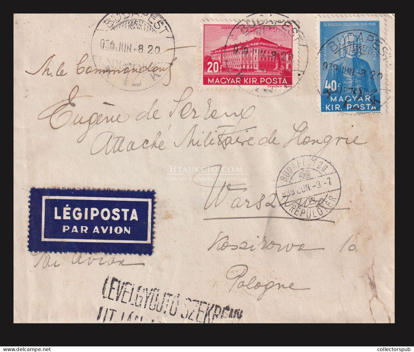 BUDAPEST 1939. Légi Levél Lengyelországba Küldve - Lettres & Documents