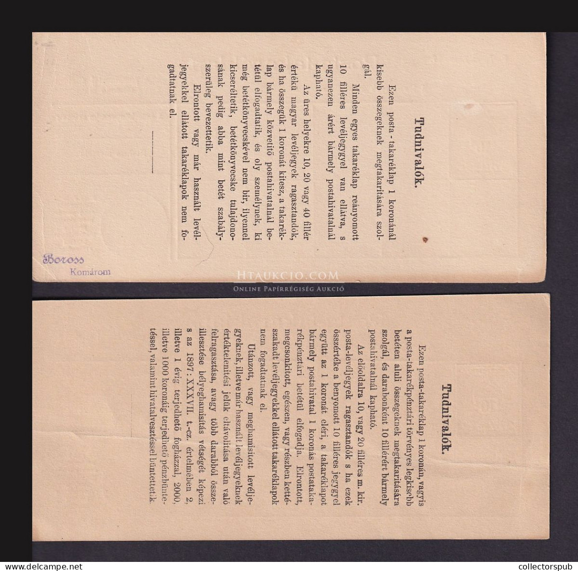 1910. Postatakaréklap, 2db Használatlan Díjjegyes , Kétféle Méretű Számjeggyel - Covers & Documents