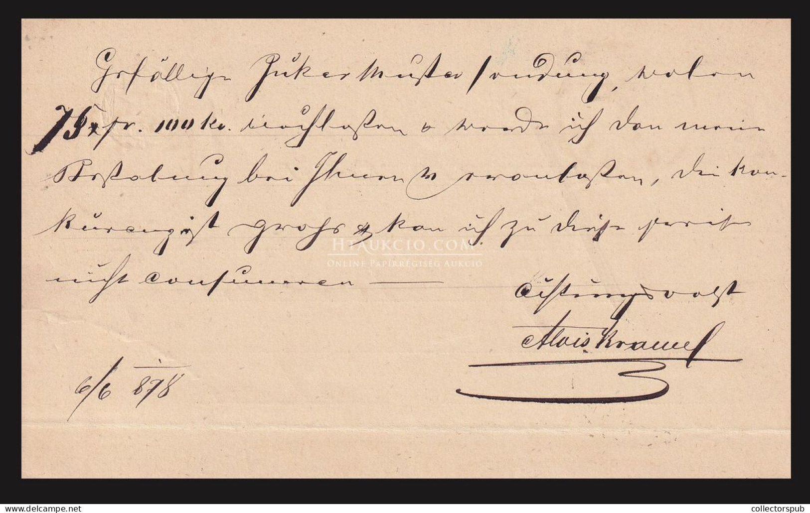 DENTA 1878. Díjjegyes Levlap Szép Bélyegzéssel - Lettres & Documents