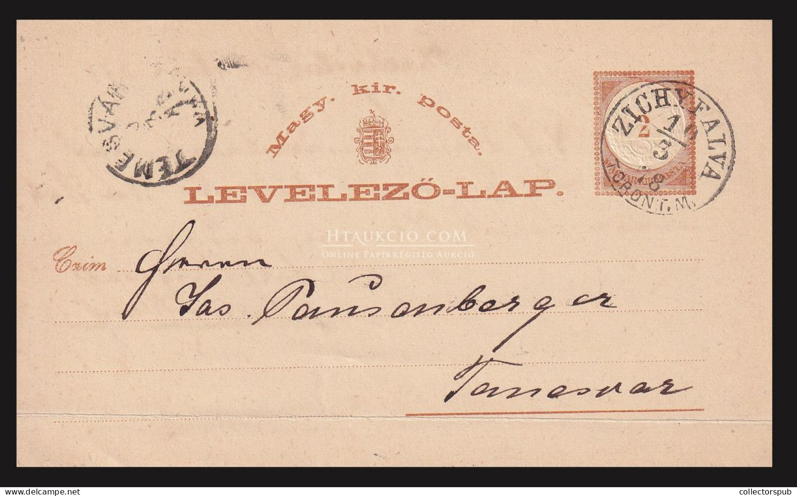 ZICHYFALVA 1878. Díjjegyes Levlap Szép Bélyegzéssel - Covers & Documents