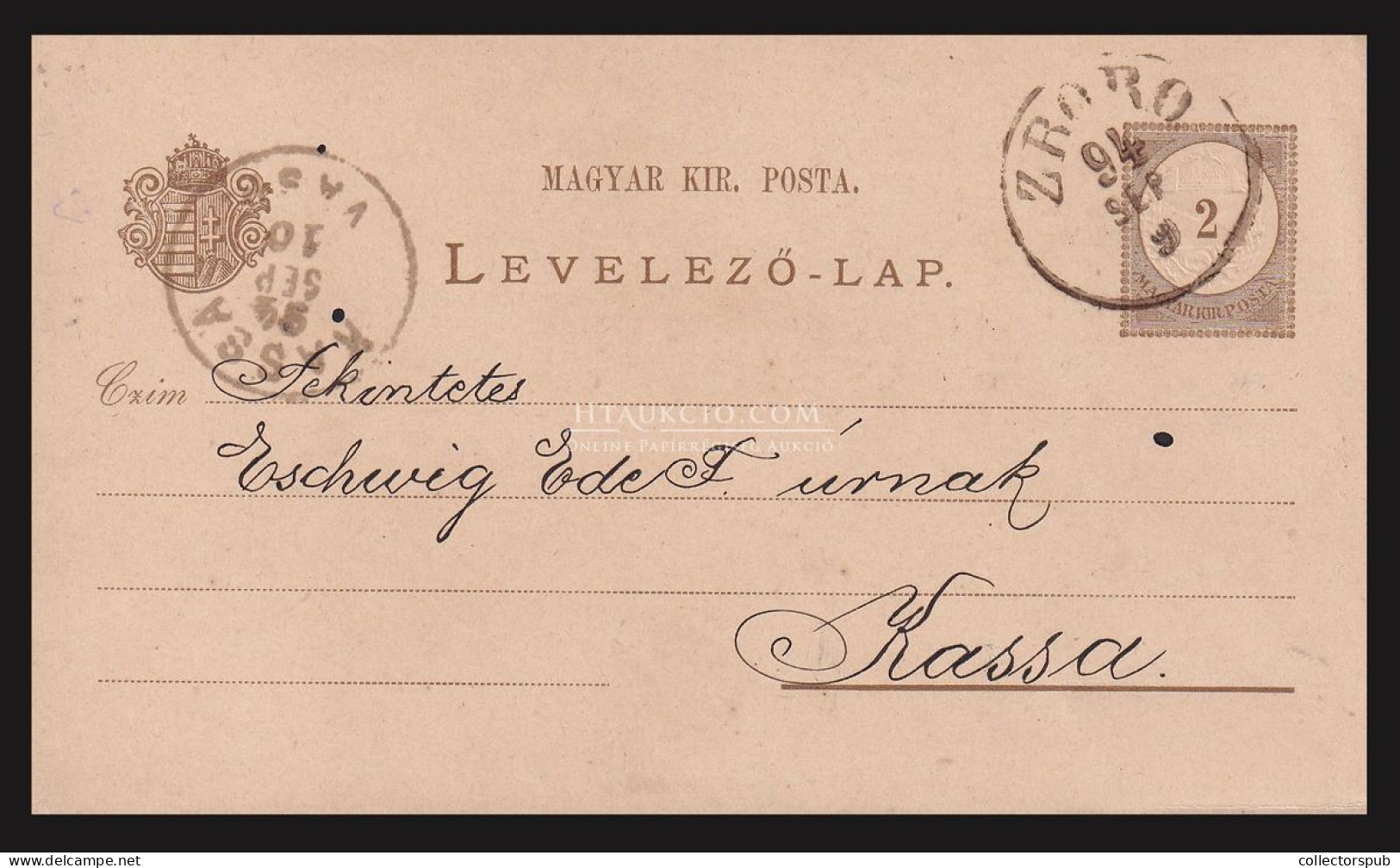 ZBORÓ 1894. . Díjjegyes Levlap Szép Bélyegzéssel - Covers & Documents