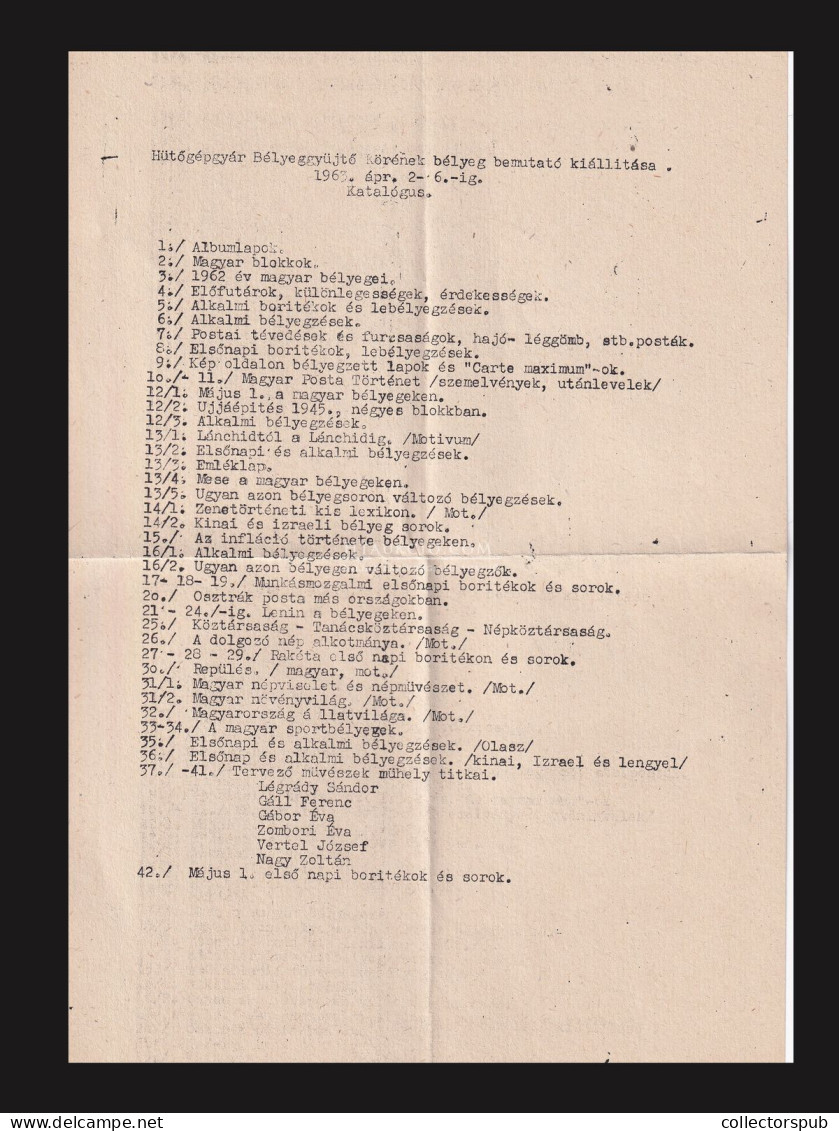 1963. Emléklap , Bélyegtervezők (közte Légrády) Aláírásaival - Briefe U. Dokumente