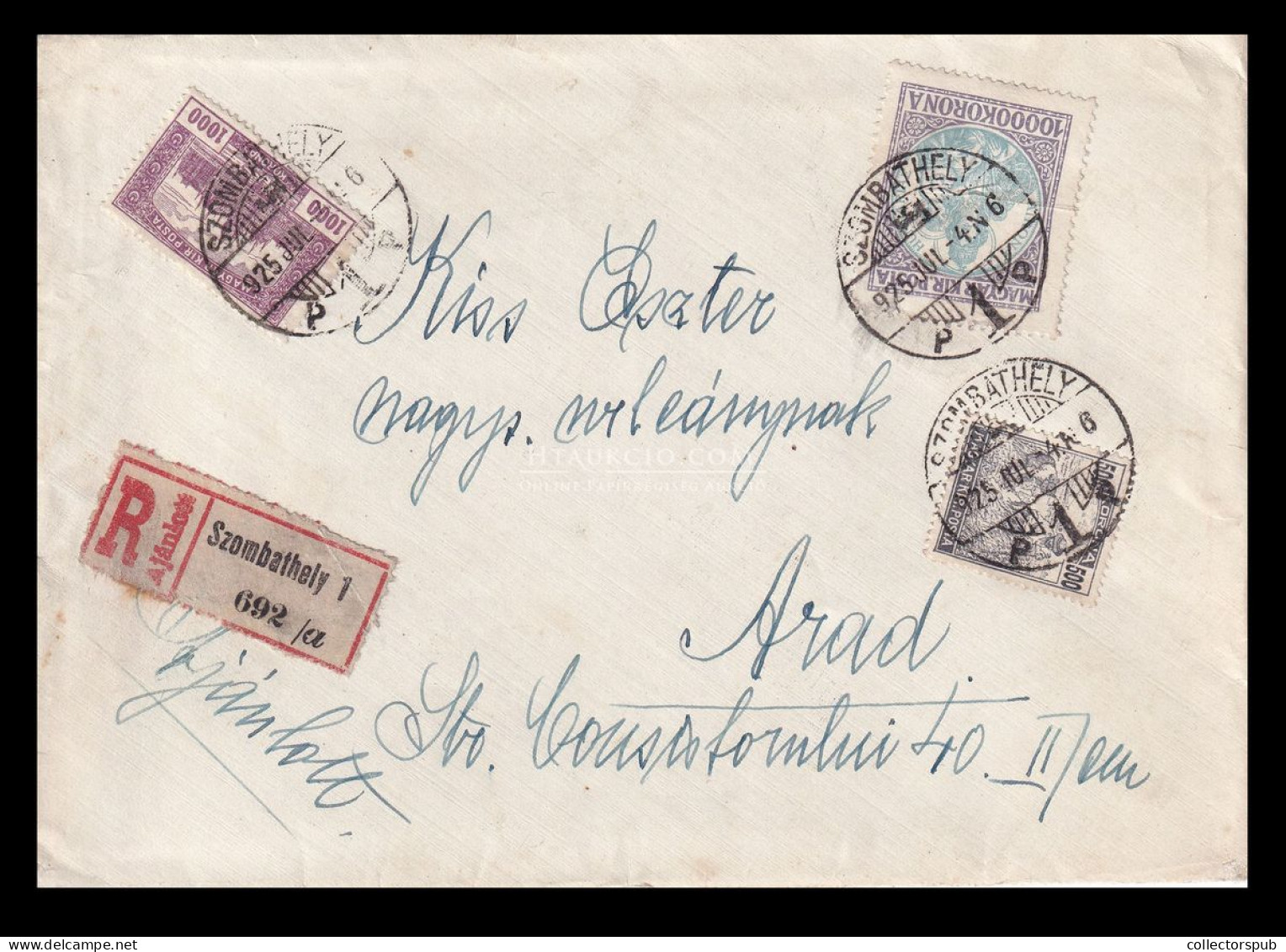 SZOMBATHELY 1925. I. Infláció. Ajánlott Levél Romániába Küldve - Storia Postale