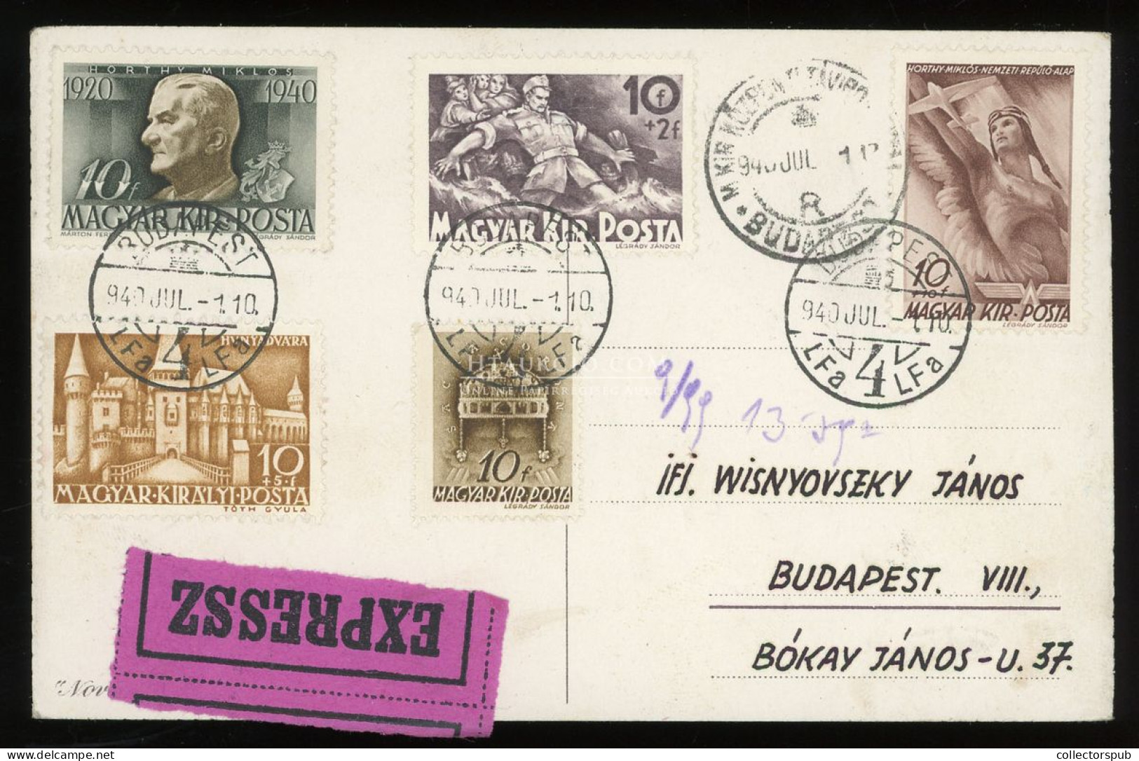 1940. 6db Különféle 10f-es, Helyi Expressz Képeslapon! (Visnyovszki Gyűjteményből) - Lettres & Documents