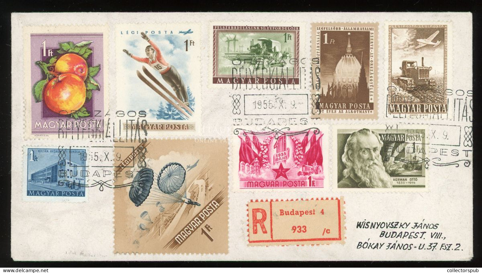 1955. Országos Bélyegkiállítás, 14 Db (!) Különféle 1Ft-os Helyi Ajánlott Levélen A Visnyovszki Gyűjteményből! Bravúros  - Lettres & Documents