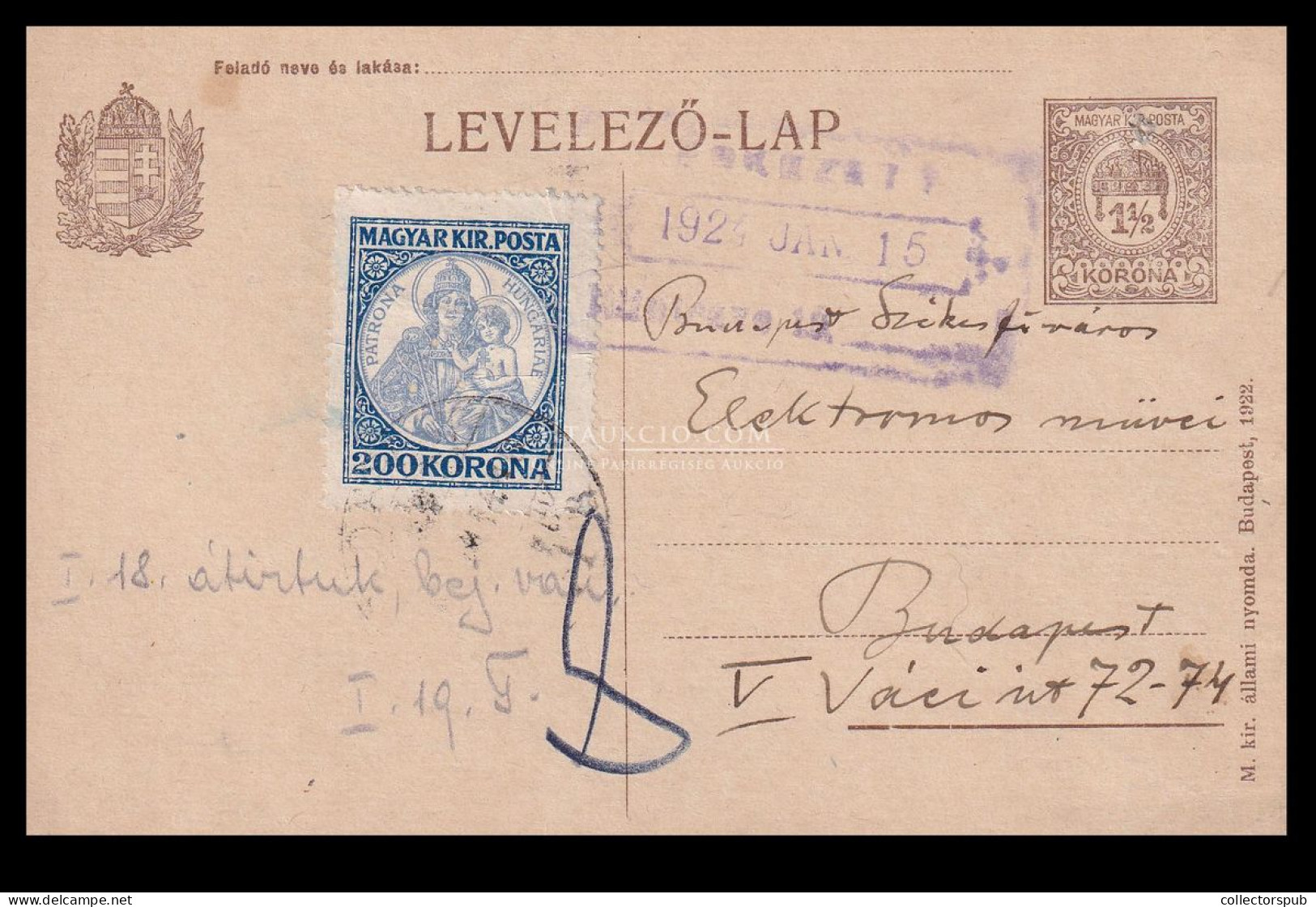 BUDAPEST 1924. Helyi 200K Val Kiegészített Díjjegyes Lap. Dr Herzog Ferenc (1879-1952) Corvin-koszorús  Orvos, Belgyógyá - Covers & Documents