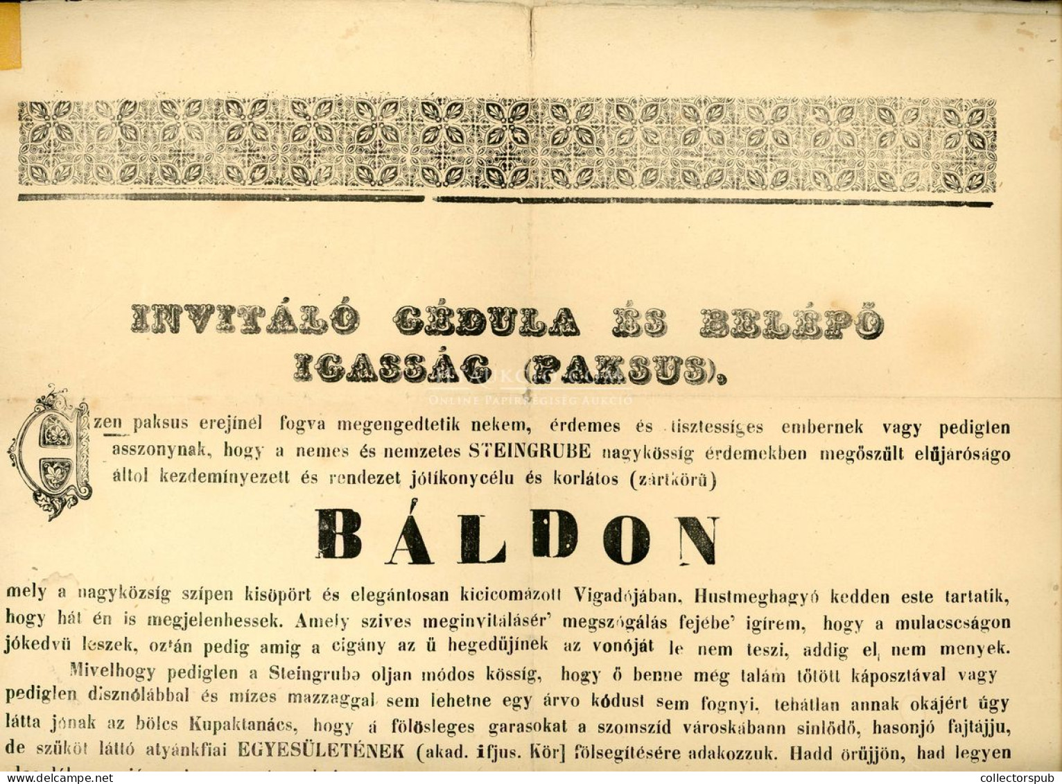 1897 Selmecbánya, Steingrube Nakkösség, 1897.  Humoros Diákbáli Meghívó-plakát Lévára Postázva, Ritka, érdekes Darab! Te - Documentos Históricos