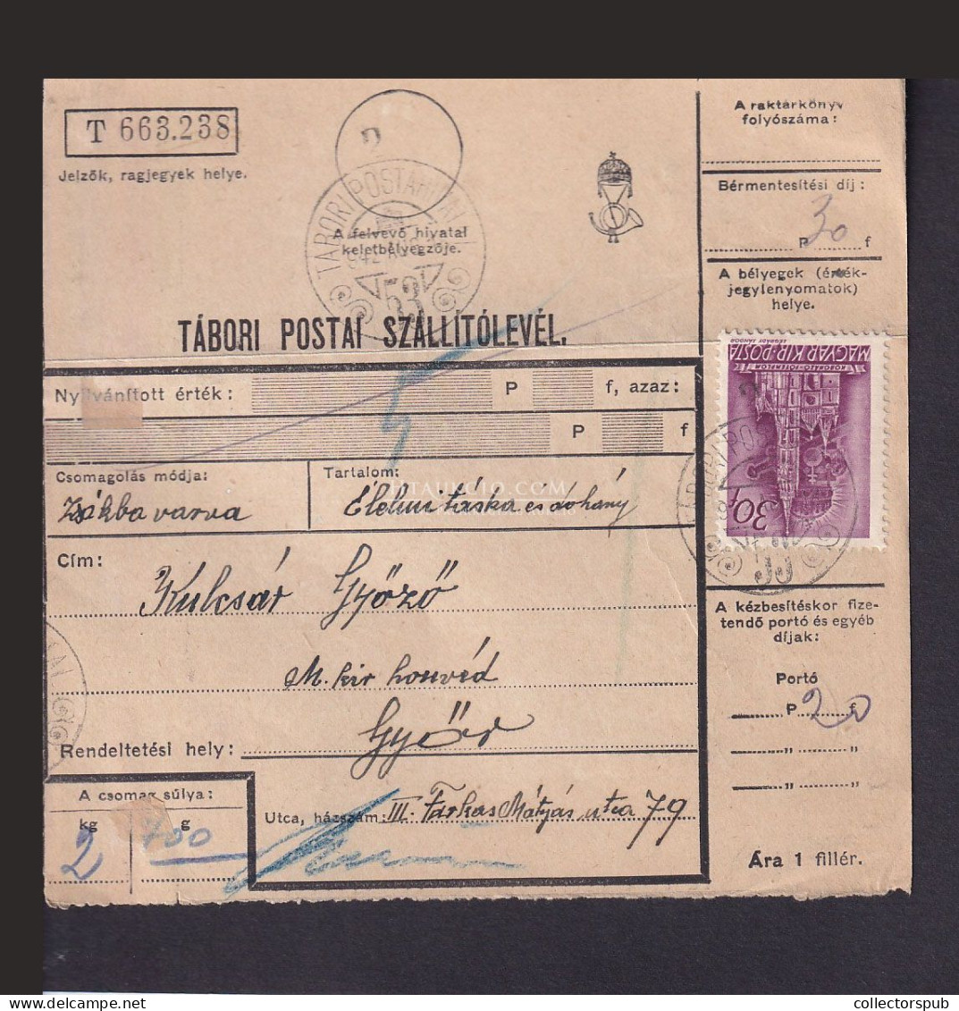 1942. Tábori Posta Szállítólevél TP 53 Győrbe Küldve - Covers & Documents