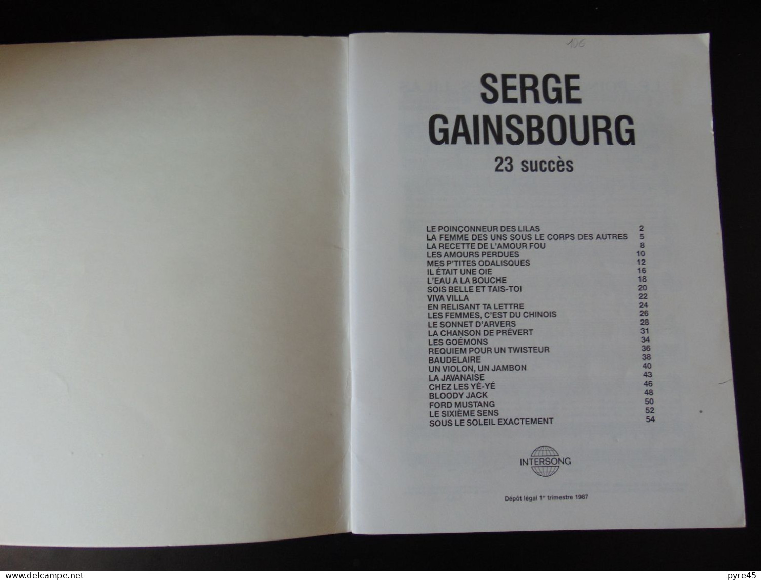 " Gainsbourg, 23 Succès " Intersong, 56 Pages - Otros & Sin Clasificación