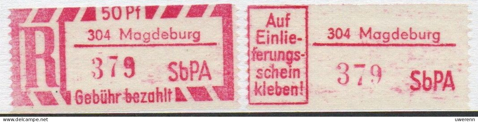 DDR Einschreibemarke Magdeburg SbPA Postfrisch, EM2B-304II PU- Gt - Labels For Registered Mail