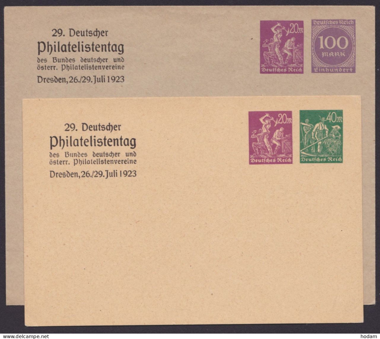 PU 92 C1, PP68 C2, *, "Philatelistentag Dresden", 1923, 2 Versch. GS, Gute Erhaltung - Buste