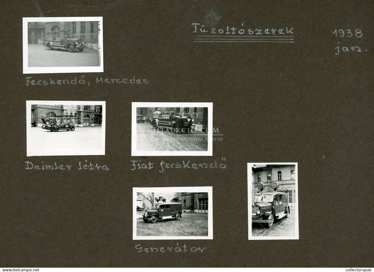 BUDAPEST Fire Department 1937-39. érdekes, Egyedi Amatőr Fotók ( 4,5*3cm), Magyarázó Szövegekkel 20db Albumlapon! - Métiers