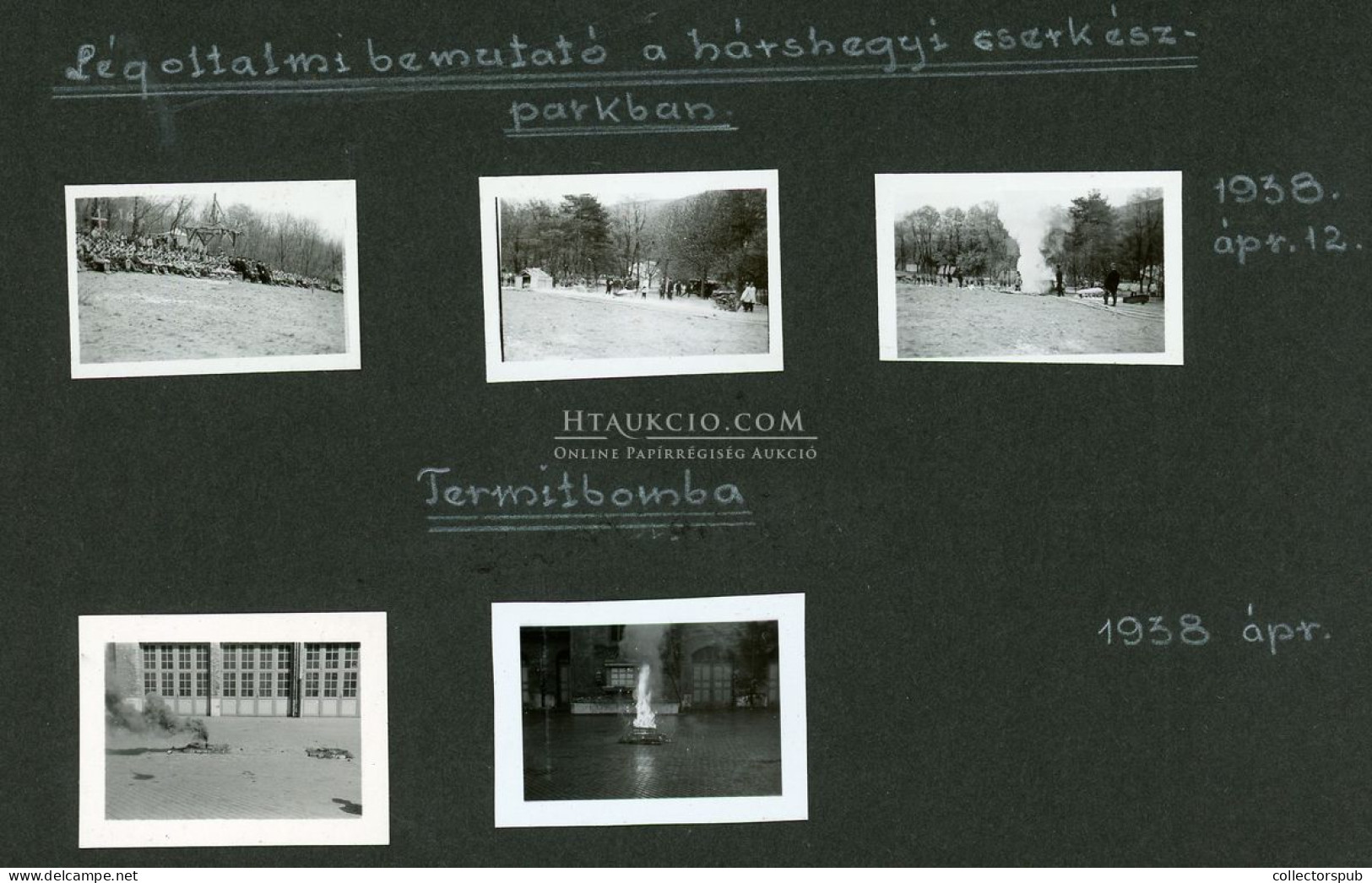 BUDAPEST fire department 1937-39. érdekes, egyedi amatőr fotók ( 4,5*3cm), magyarázó szövegekkel 20db albumlapon!