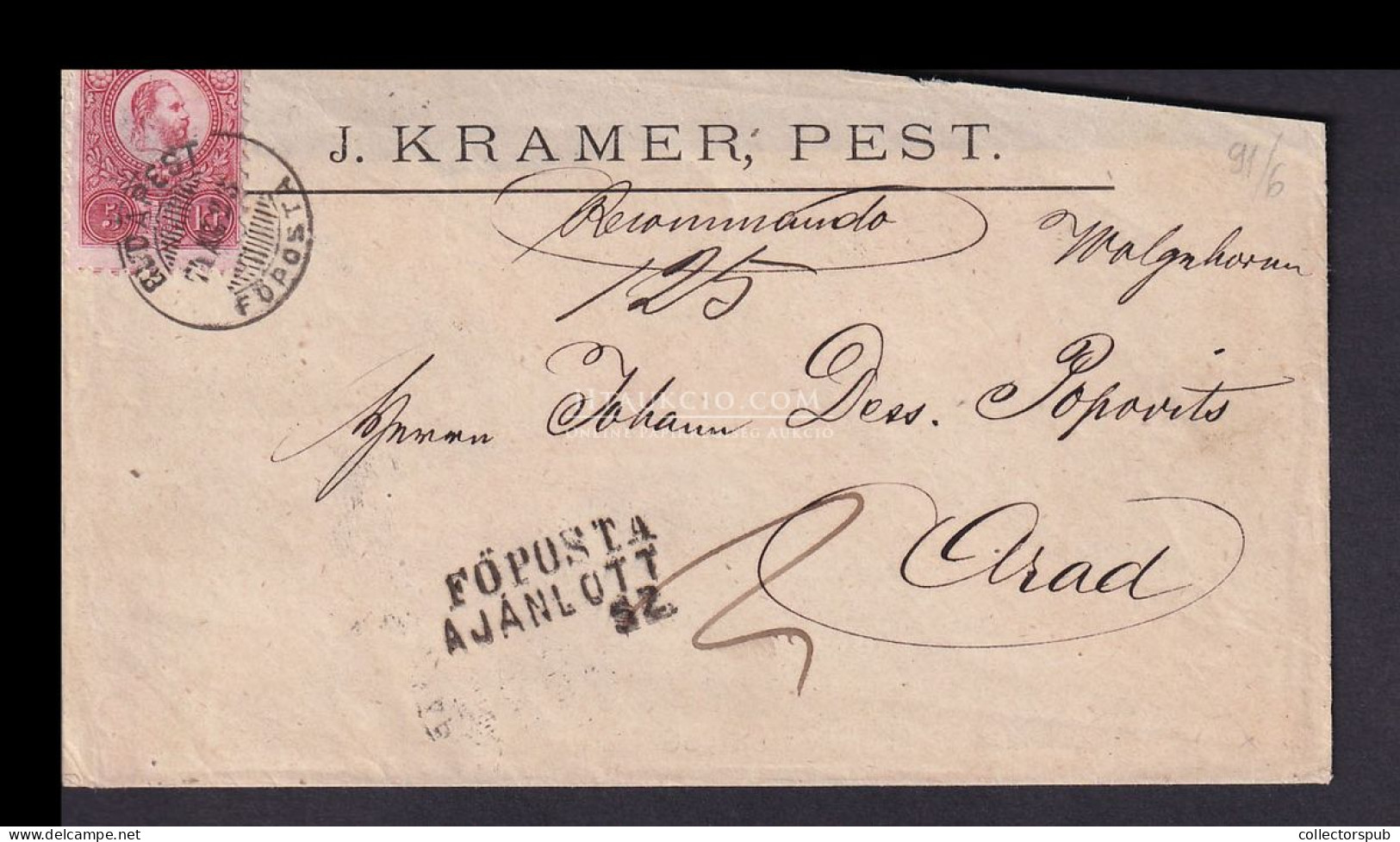 PEST 1874. Céges Ajánlott Levél 3*5Kr-ral Aradra Küldve - Covers & Documents