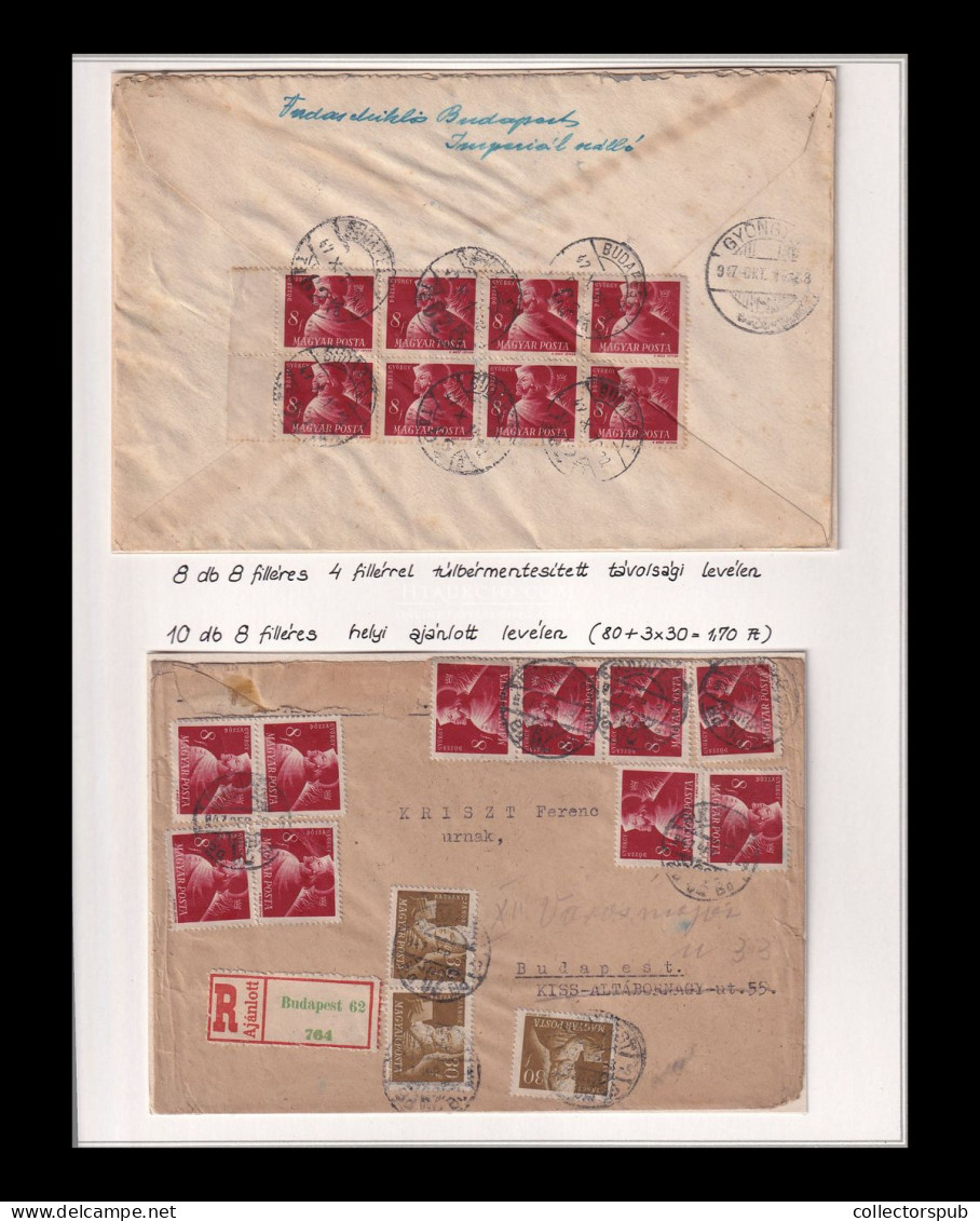 1947. 2db érdekes Küldemény , 8 Ill. 10 Darab 8f-es Levélen!  ( Visnyovszki 8f és 12f-es Kiállítási Anyagból ) - Briefe U. Dokumente