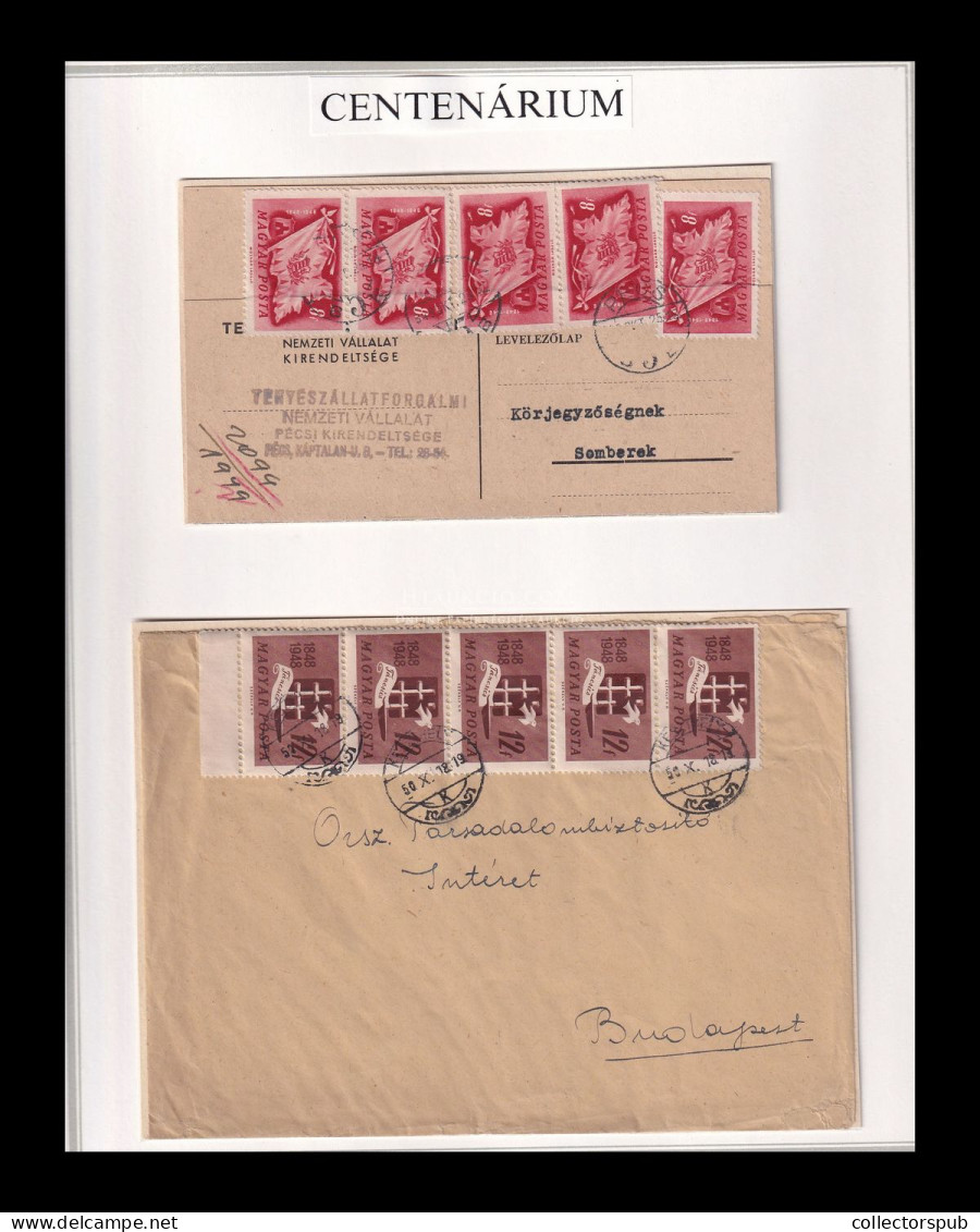 1950.  Centenáriumrv 8 és 12f-es Kombinációk  ( Visnyovszki 8f és 12f-es Kiállítási Anyagból ) - Covers & Documents