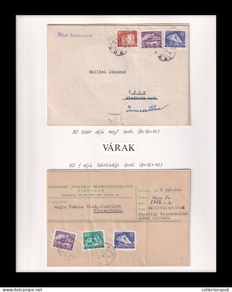 1962. Várak  8f és 12f-es Kombinációk 5db. Küldemény ( Visnyovszki 8f és 12f-es Kiállítási Anyagból ) - Cartas & Documentos
