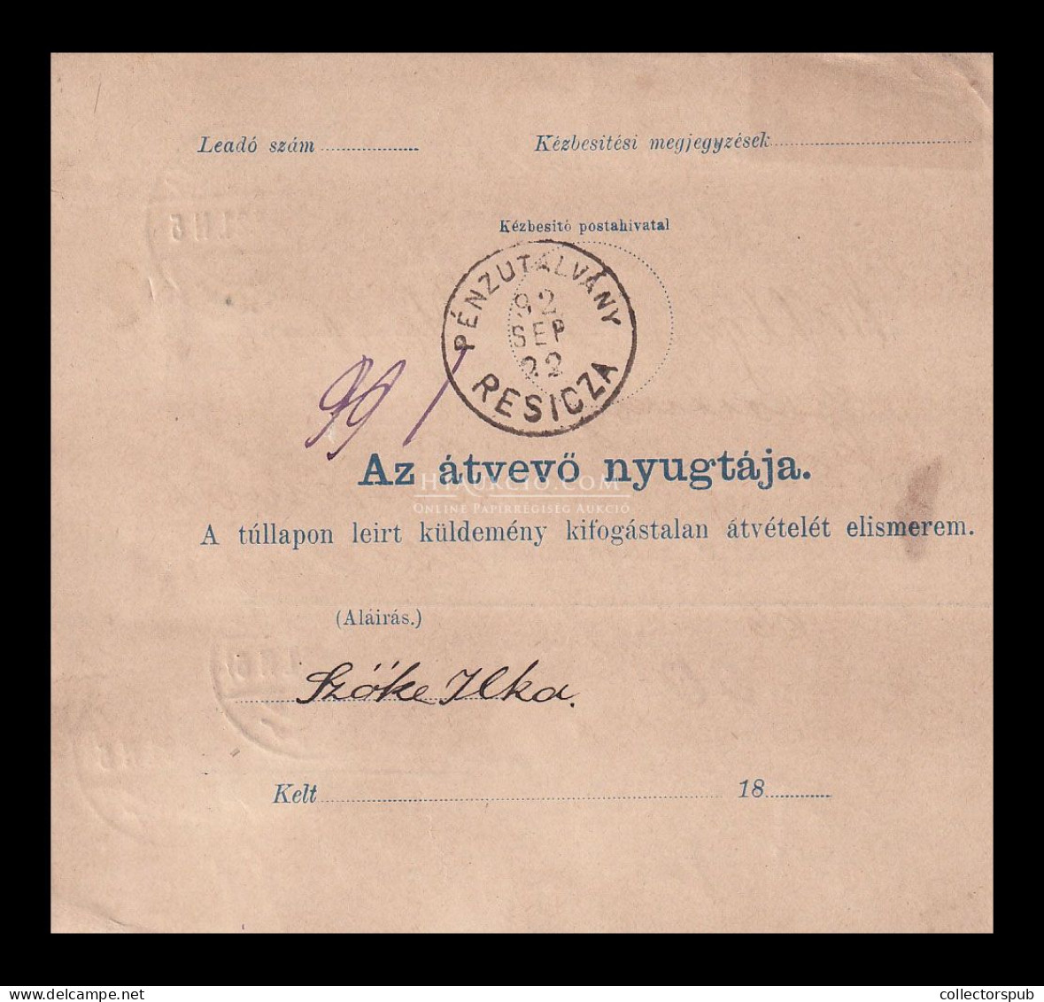 KISKUNFÉLEGYHÁZA 1892. Szép Krajcáros Csomagszállító 50Kr+10Kr Resicára - Cartas & Documentos