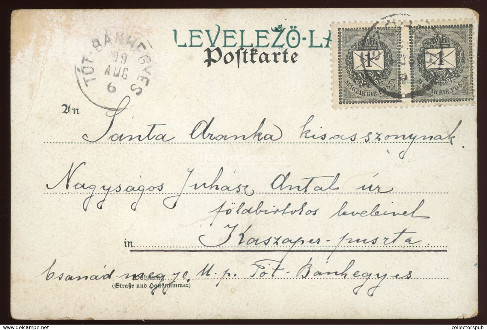 SZŐREG 1899. Litho Képeslap 1Kr Párral Tótbánhegyesre - Hungary