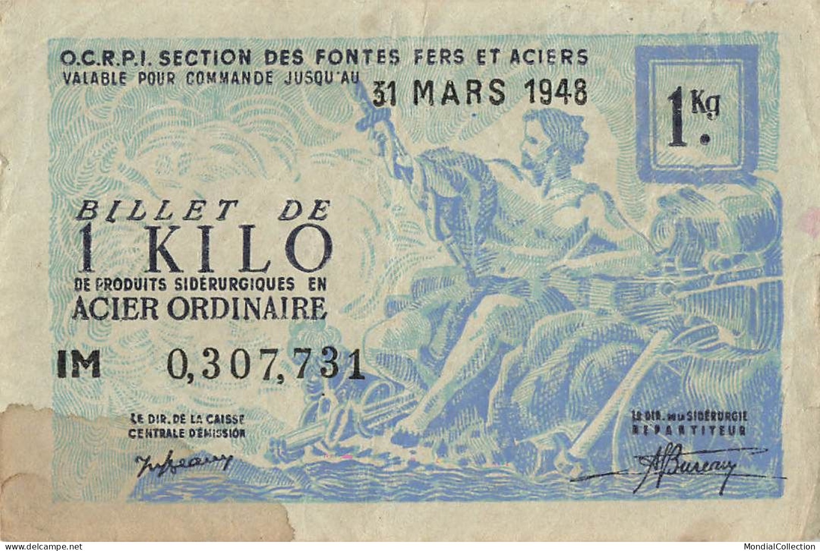 MIKI-AP8-098 LOT 7 BILLETS SECTION DES FONTES OFFA ACIER ET CARBURANT - Bons & Nécessité