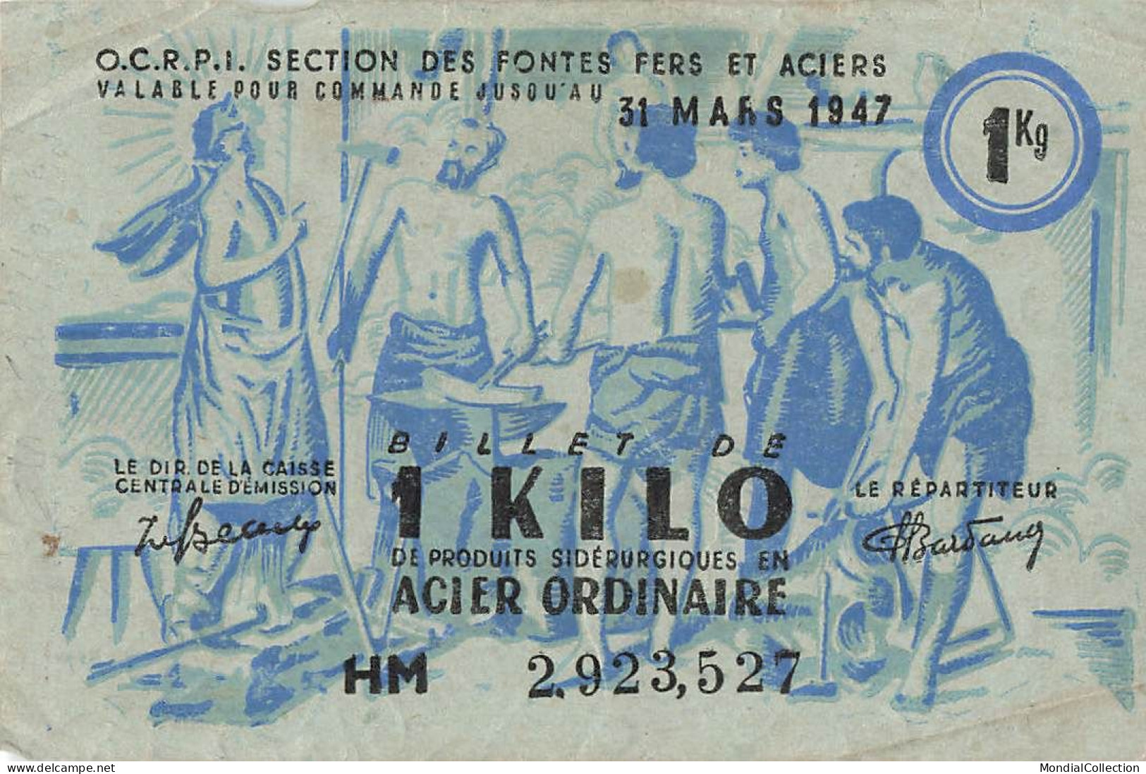 MIKI-AP8-098 LOT 7 BILLETS SECTION DES FONTES OFFA ACIER ET CARBURANT - Bons & Nécessité