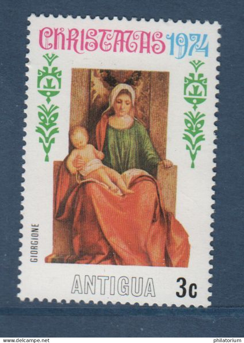 Antigua, **, Yv 351, Mi 349, SG 416, « Vierge à L'Enfant » Par Gorgione, Noël 1974, - Madonna