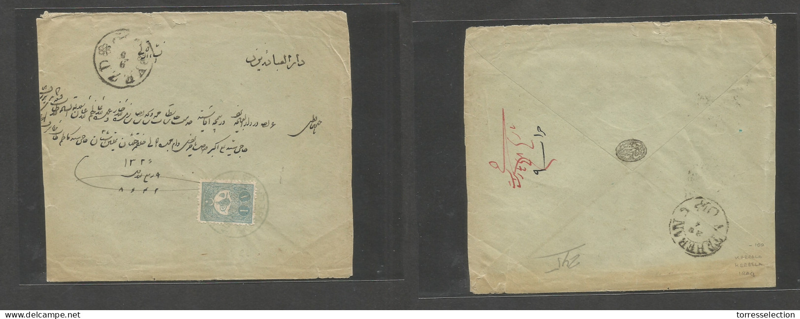 IRAQ. C. 1904-5. Turkish Postal Admin. Karbala, Kerbela - Yezd (9 May) Via Teheran (26 April) Single 1pi Blue Fkd Env, B - Irak