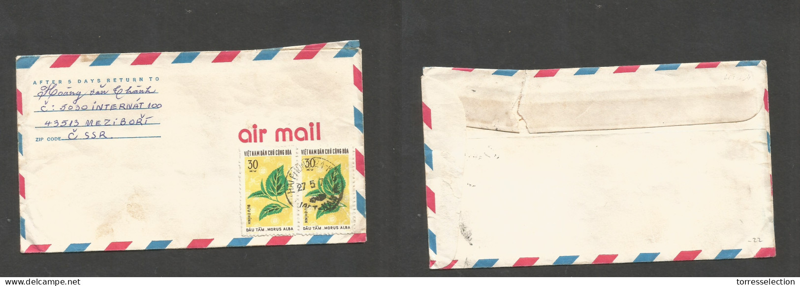 INDOCHINA. 1976 (27 May) Vietnam, Haiphong - Czech Republic. Air Multifkd Env, Leaves, Cancelled Cds. Fine. - Altri - Asia
