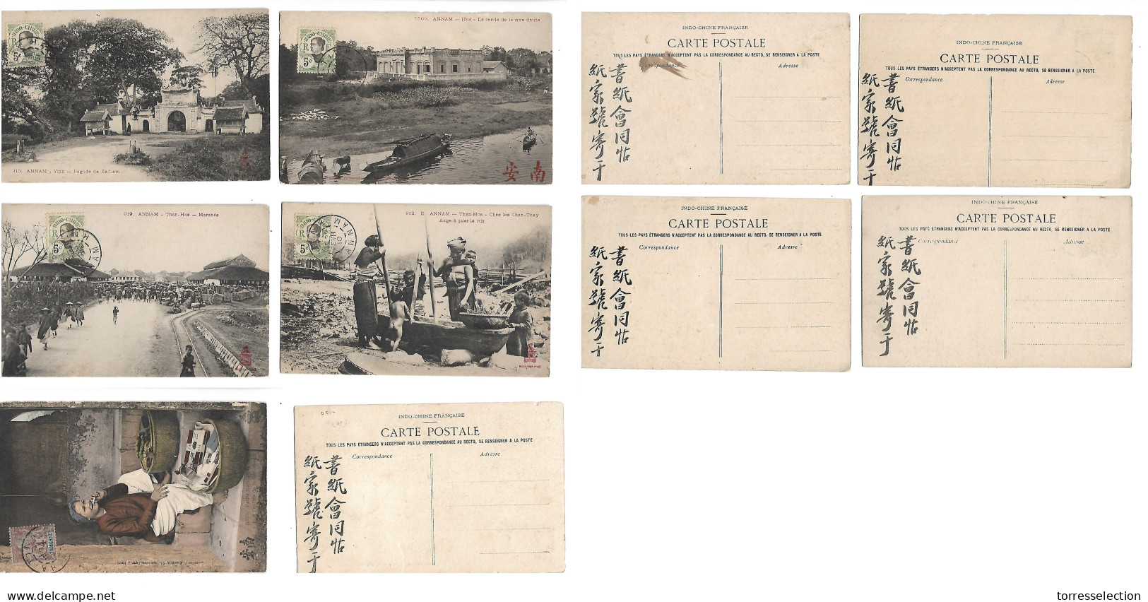 INDOCHINA. 1910. Hathinh. 5 Better Pre-cancelled Early Photo Cards. Annam. - Altri - Asia