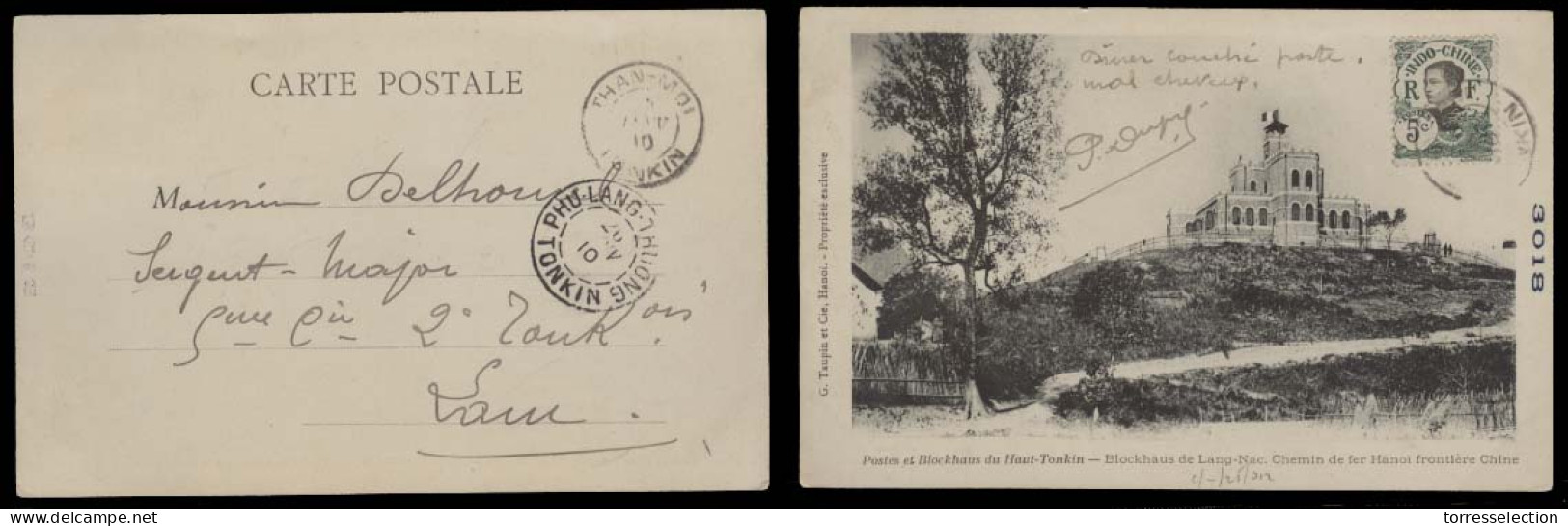 INDOCHINA. 1910. Than Moi - Phu Lang Thiong. Fkd Card Nice Towns Military Usage. - Altri - Asia