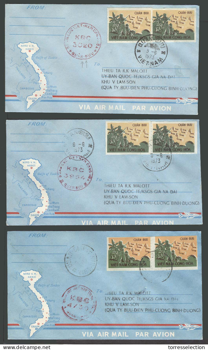 INDOCHINA. 1973 (9 June). Vietnam. Quanbunn (x3) Fkd Stat Letter Sheet KBC 3020 3954 And 4739. - Altri - Asia