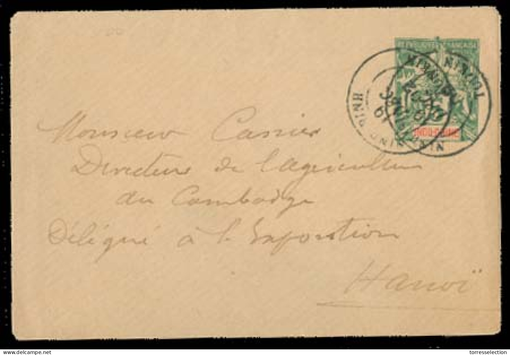 INDOCHINA. 1902 (19 Dec). Ninto - Binh / Tonkin - Hanoi. 5c Stat Env At PM Rate. Scarce Cds. - Autres - Asie